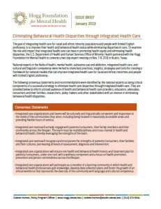 Image of Cover of Eliminating Behavioral Health Disparities through Integrated Health Care report