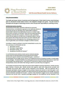 Policy Recommendation: Self-Directed Mental Health Service Delivery cover