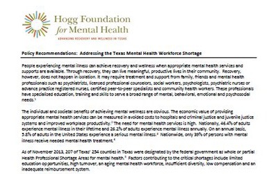 Policy Recommendation: Addressing the Texas Mental Health Workforce Shortage
