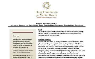 Policy Recommendation to Increase Peer Recovery Services