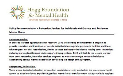 Policy Recommendation: Relocation Services for Individuals with Serious and Persistent Mental Illness