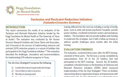 Evaluation: Seclusion and Restraint Reduction Initiative