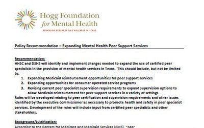 Policy Recommendation: Expanding Mental Health Peer Support Services