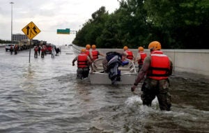 resilience - Soldiers with the Texas Army National Guard move through flooded Houston streets as floodwaters from Hurricane Harvey continue to rise, Monday, August 28, 2017. More than 12,000 members of the Texas National Guard have been called out to support local authorities in response to the storm. (U.S. Army photo by 1st Lt. Zachary West)