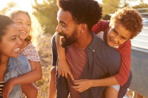 mental health - loving, diverse family of four