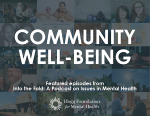 Photo collage with the words "community well-being" on it