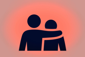 Illustration of a person putting there arm around another person