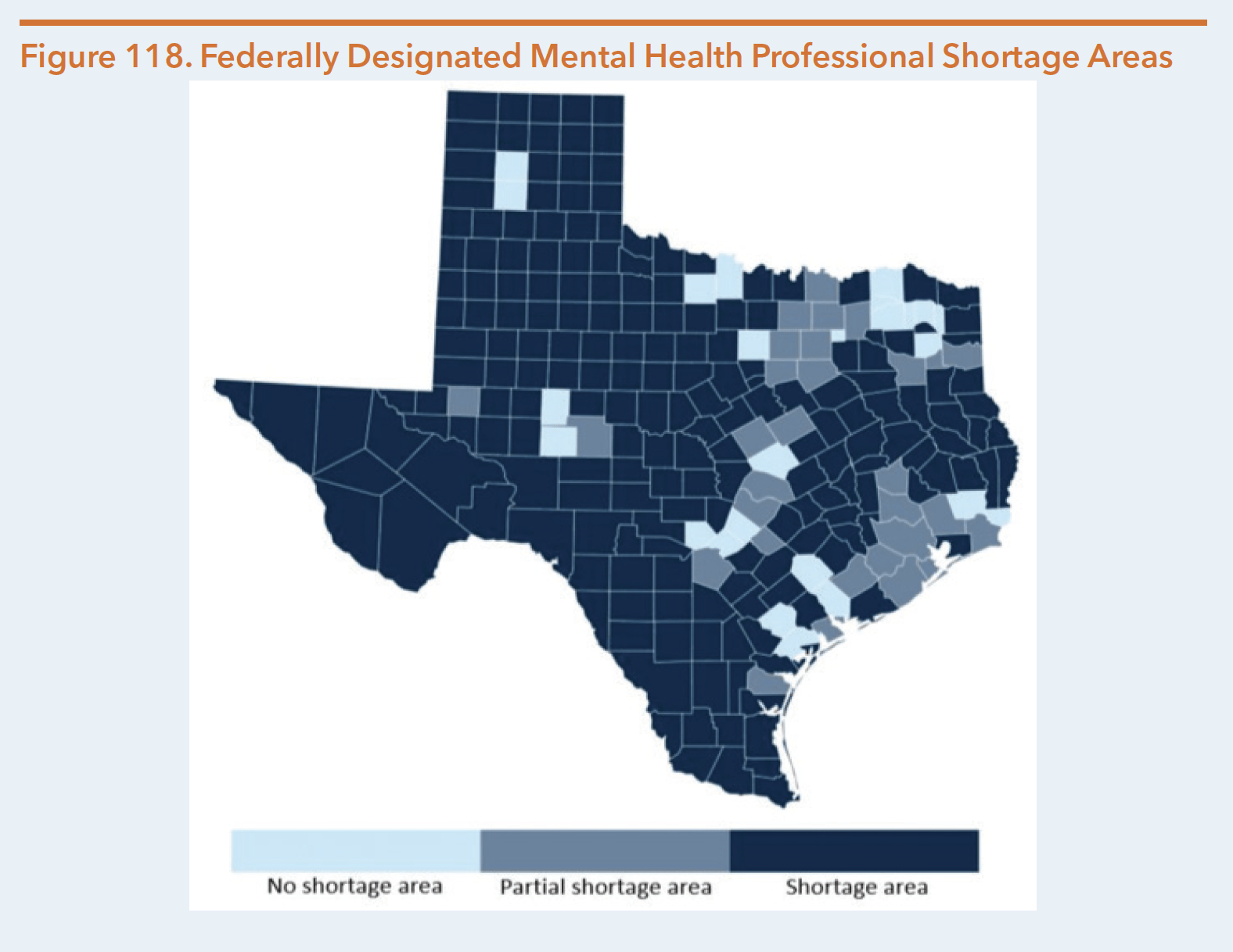 Figure 118. Federally Designated Mental Health Professional Shortage Areas