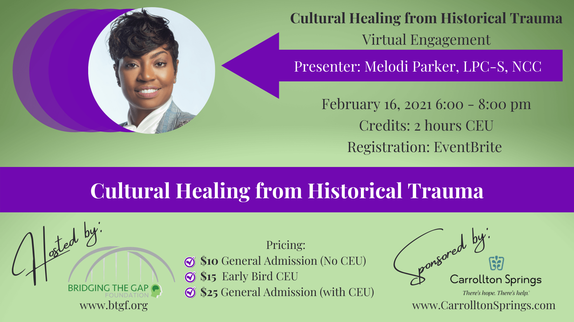 Event flyer for Cultural healing class