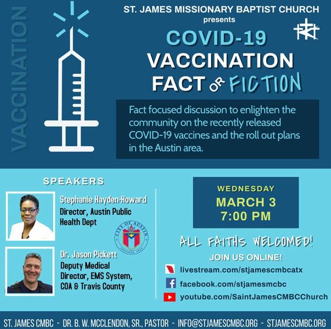 Virtual Town Hall Meeting TONIGHT 3/3 – COVID Vaccination Fact or Fiction