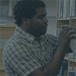 African American man in library