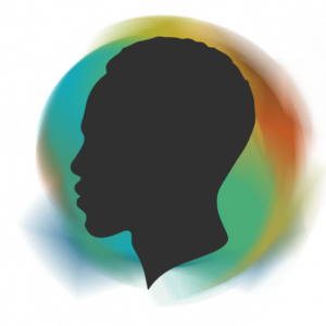 Silhouette of black male over blurry colors