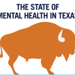 An orange silhouette of a bison, cropped from the logo of The State of Mental Health conference in Abilene, Texas.