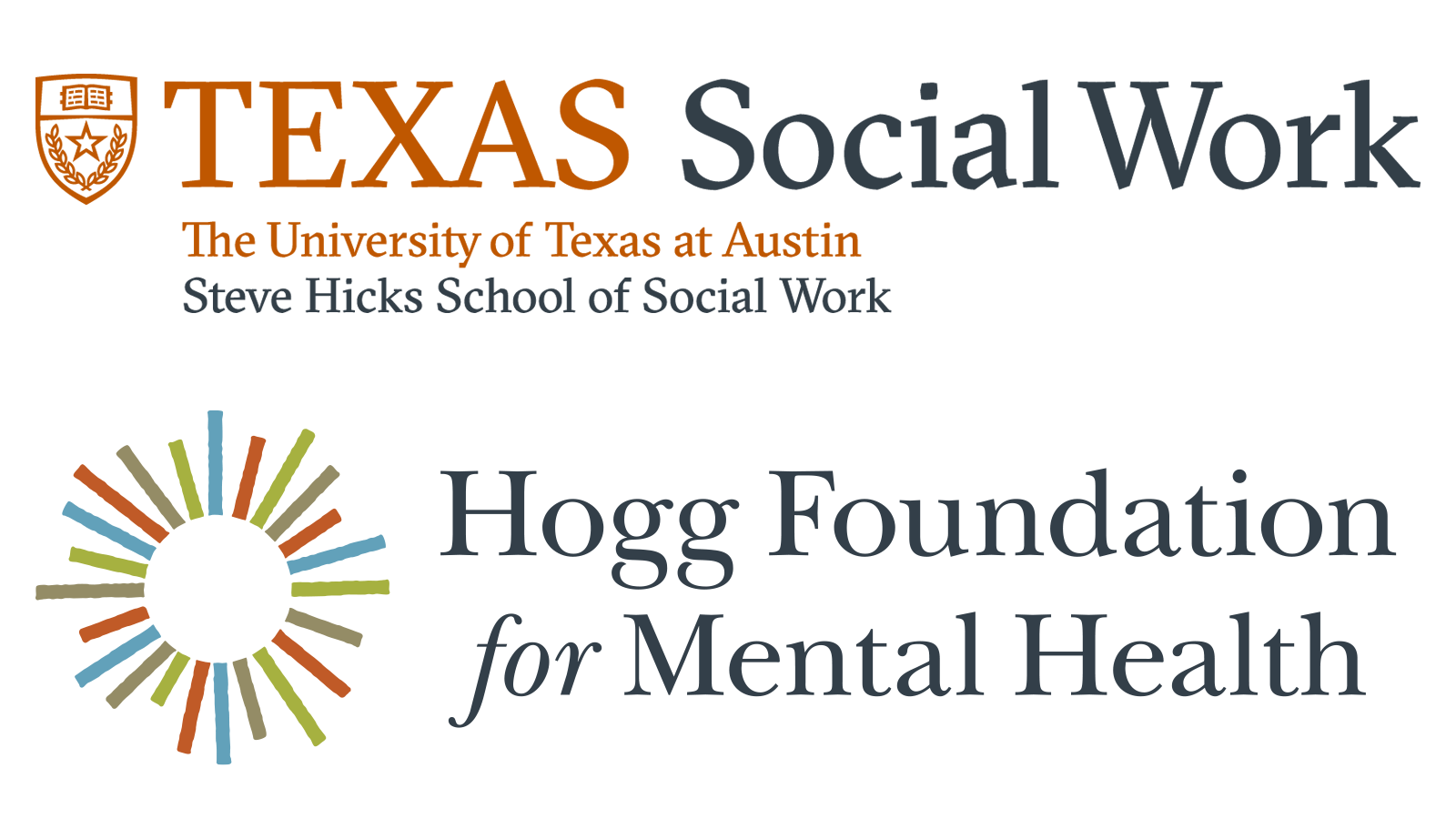 Logos of the Hicks School of Social Work and the Hogg Foundation