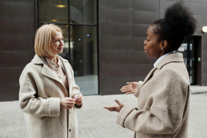 Two women talking