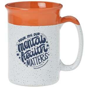 Hogg Foundation branded mug, offered as a giveaway for Mental Health Awareness Month.