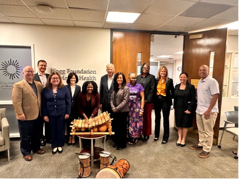 Dr. Octavio N. Martinez, Jr., Hogg Foundation executive director; Dr. Kelley Glover, Hogg Foundation post-doctoral research fellow; and associates at the Health Equity and Older Adults Summit in 2025.